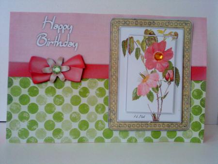 Dog Rose Watercolour Pyramage Card - Soft Pink & Pistachio by Belinda Ellingham
