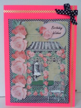 Pink Rose Trellis Card Topper by Belinda Ellingham