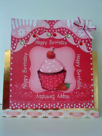 Cupcake Birthday Greeting Card Front by Belinda Ellingham