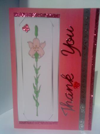 Pink Lily Bookmark Card by Belinda Ellingham