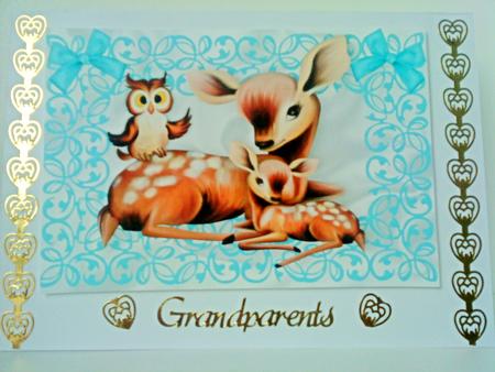 Cute Little Deers with Owl A4 by Belinda Ellingham