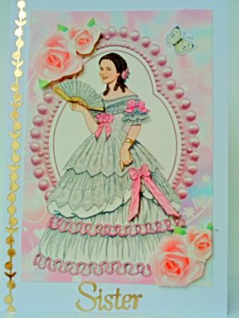 Vintage Lady with Roses, A4 Topper by Belinda Ellingham