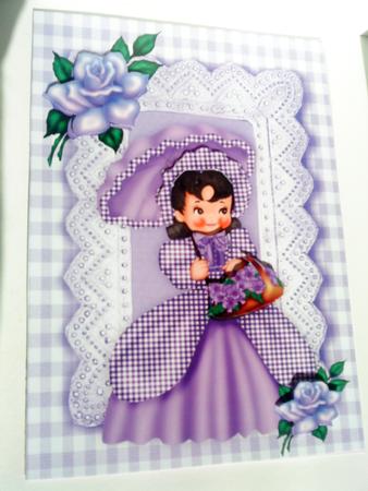 Southern Belle with Lilac Roses A4 by Belinda Ellingham