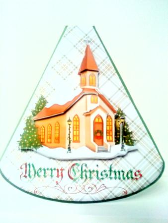 Merry Christmas Wobble Card with Church Decoupage by Belinda Ellingham