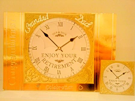 Retirement Clock Shell Edged Corner Side Stacker by Belinda Ellingham