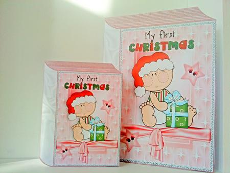 Baby Girls First Christmas with Stars Folded Book by Belinda Ellingham