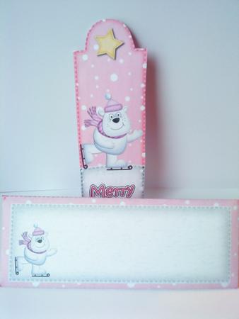 Xmas Skating Polar Bear Bookmark Card N Envelope by Belinda Ellingham