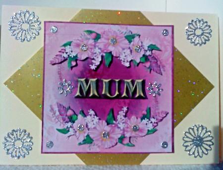 2 Pink Floral Square Toppers - Mum & Blank by Belinda Ellingham