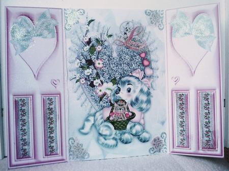 Puppy Love with Kitten on Silver Heart Gatefold by Belinda Ellingham