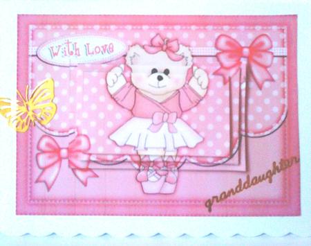 A5 Cute Ballerina Teddy Pyramage Topper by Belinda Ellingham