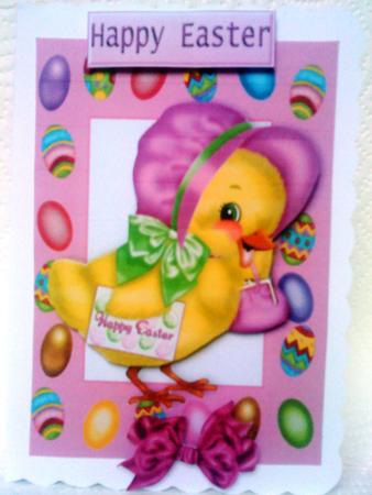 Easter Chick in Bonnet in Egg Frame by Belinda Ellingham