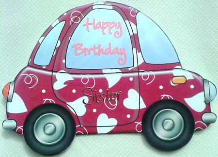 Funky Love Bug Car Shaped Card by Belinda Ellingham