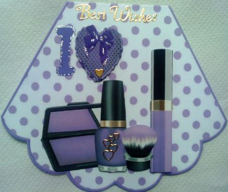 I Love Purple Makeup with Heart on Rocker Card by Belinda Ellingham