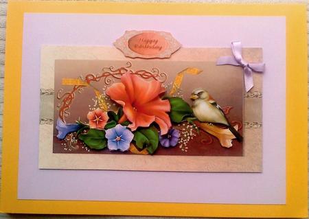 Bird with Petunias Card Kit by Belinda Ellingham