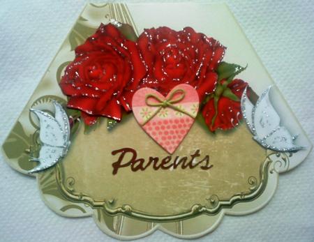 Red Roses White Butterflies on Plaque Rocker Card by Belinda Ellingham