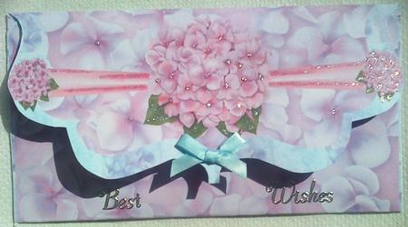 Pink Hydrangea Clutch Bag Money/voucher Wallet by Belinda Ellingham
