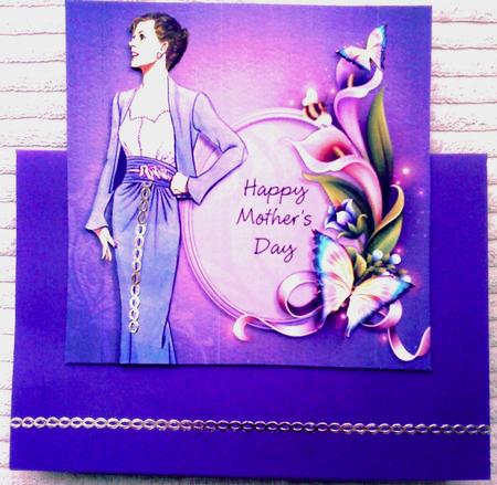 Vintage Lady, Lilies and Butterflies 8 x 8 Card Topper by Belinda Ellingham