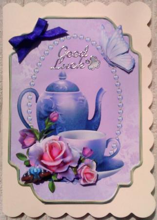 Lilac Tea Time Card Front by Belinda Ellingham