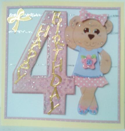 Age 4 Dancing Teddy with Flower by Belinda Ellingham