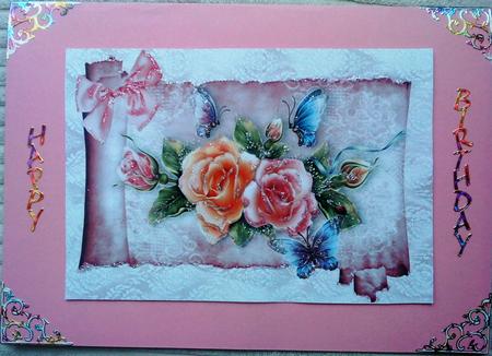 Beautiful Flowers on a Lace Scroll A4 by Belinda Ellingham
