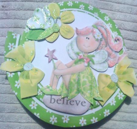 Little Petal Pixie with Butterflies on a Rocker Card by Belinda Ellingham