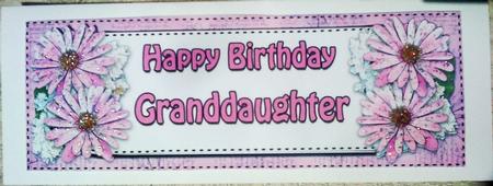 Large Dl Birthday Granddaughter Daisies Floral 3D Decoupage by Belinda Ellingham