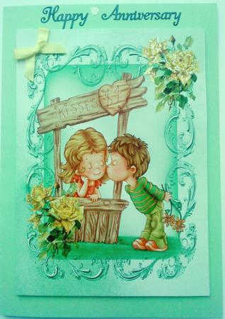 Little Boy Kissing a Little Girl A4 by Belinda Ellingham
