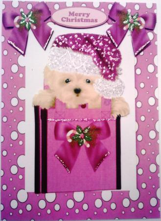 Cute Westie in Pink Santa Hat A4 by Belinda Ellingham