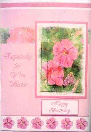 Petunias Especially for You Sister - A5 by Belinda Ellingham