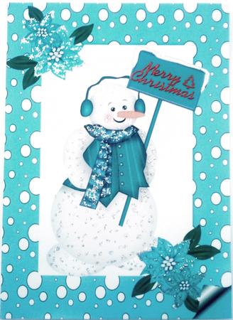 Snowman in Turquiose Snow Frame A4 by Belinda Ellingham