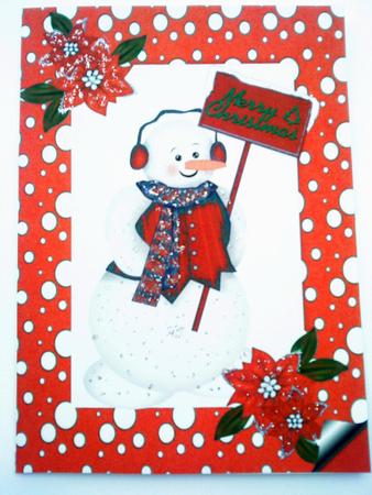 Snowman in Red Snow Frame A4 by Belinda Ellingham