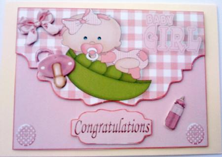 Baby Girl in a Peapod,on a Scalloped Envelope by Belinda Ellingham