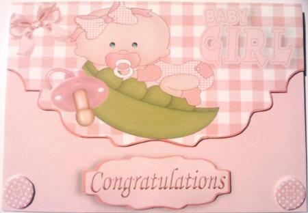 Baby Girl in a Peapod, on a Scalloped Envelope A4 by Belinda Ellingham