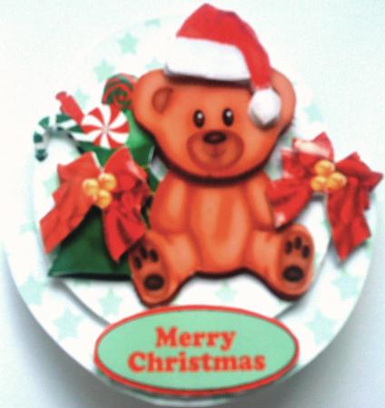 Little Teddy in Santa Hat Rocker Card by Belinda Ellingham