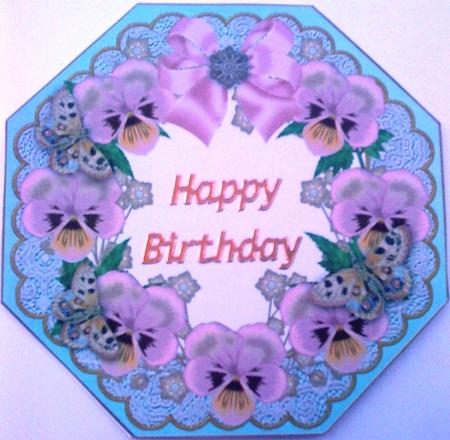 Pink Pansy Teal Lace Octagon 8inch Frame Sheet by Belinda Ellingham
