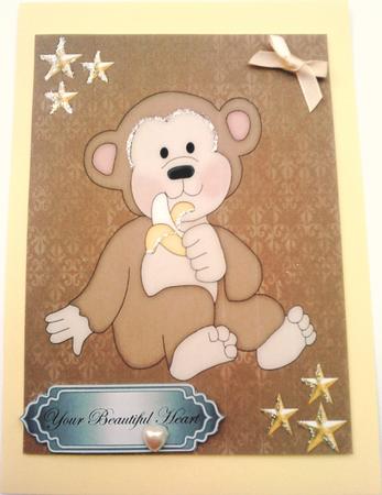 A4 Cute Monkey with Gold Stars by Belinda Ellingham