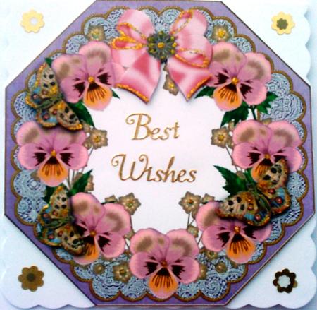 Pink Pansy Purple Lace Octagon 8inch Frame Sheet by Belinda Ellingham