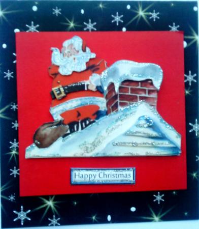 Santa on the Roof Shaped Card by Belinda Ellingham
