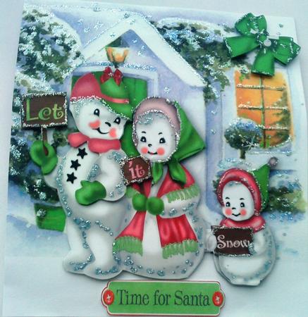 Let It Snow! Snowman Family in Green 8x8 Mini Kit by Belinda Ellingham