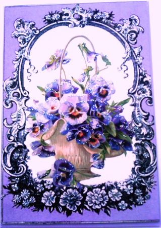 Pretty Basket of Purple Flowers A4 by Belinda Ellingham