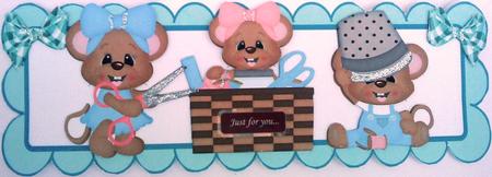Sewing Little Mice in Dl Frame with Bows by Belinda Ellingham