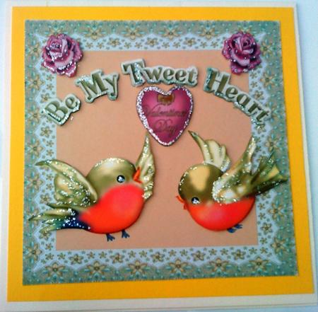 Be My Tweet Heart Little Gold Birds with Heart 8x8 Mini Kit by Belinda Ellingham
