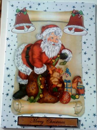 Lovely Santa on a Scroll with Sack of Toys A4 by Belinda Ellingham