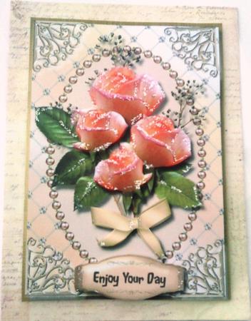 Lovely Roses on a Jewelled Background by Belinda Ellingham