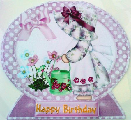 Little Bonnet Girl in the Garden Quick Card by Belinda Ellingham
