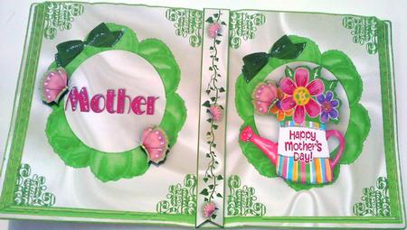 Watering Can of Flowers for Mothers Day Open Book A4 by Belinda Ellingham