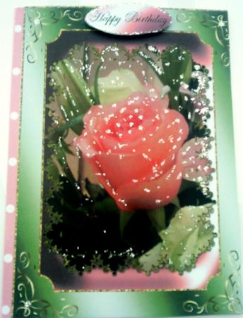 Rose in Metallic Frame Various Occasions Card Front 3 by Belinda Ellingham