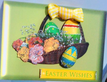 Carnations and Egg Easter Basket by Belinda Ellingham