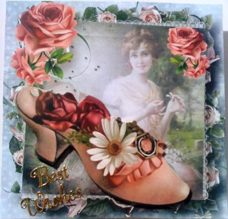 Pretty Roses with Vintage Shoe 8x8 by Belinda Ellingham