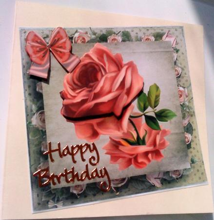 Pretty Peach Rose with Bow 8x8 by Belinda Ellingham